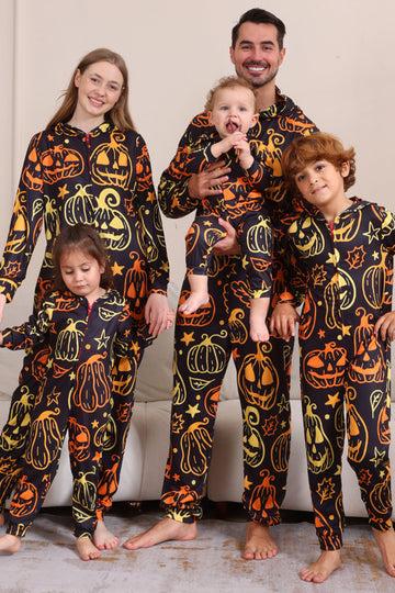Estampado negro Conjunto de pijama familiar de Halloween a juego